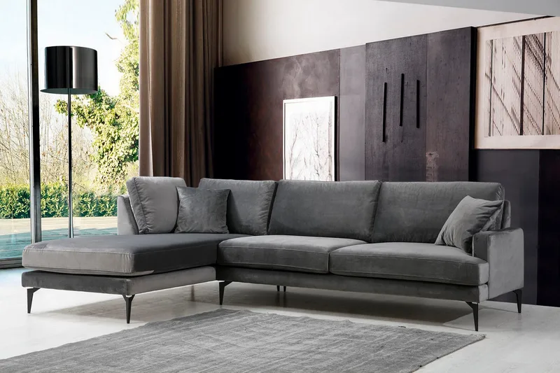 Ostberg Hörnsoffa med Divan Vänster - Svart - Möbler - Soffa - Divansoffor & schäslongsoffa