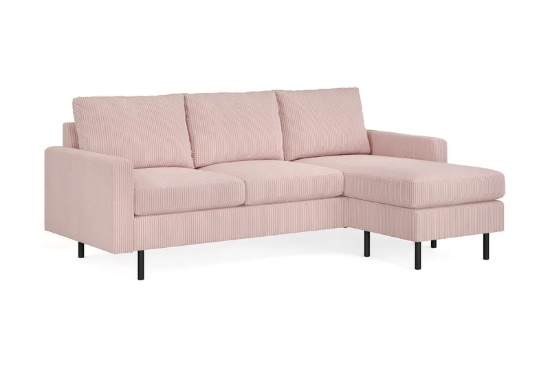 Peppe 3-sits Vändbar L-formad Divansoffa i Manchester - Rosa - Möbler - Soffa - Divansoffor & schäslongsoffa