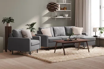 Peppe 3-sits Vändbar L-formad Divansoffa i Tyg - Ljusgrå - Möbler - Soffa - Divansoffor & schäslongsoffa
