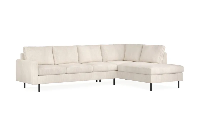 Peppe 4-sits Högervänd L-formad Schäslongsoffa i Manchester - Beige - Möbler - Soffa - Divansoffor & schäslongsoffa