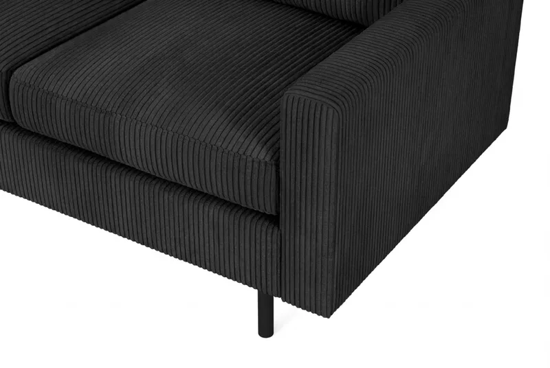 Peppe 4-sits Vänstervänd L-formad Schäslongsoffa i Manchester - Svart - Möbler - Soffa - Divansoffor & schäslongsoffa