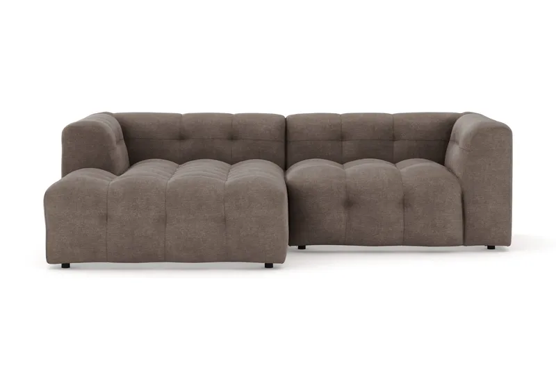 Puffy 3-sits bubblig soffa med divan vänster - Brun - Möbler - Soffa - Divansoffor & schäslongsoffa