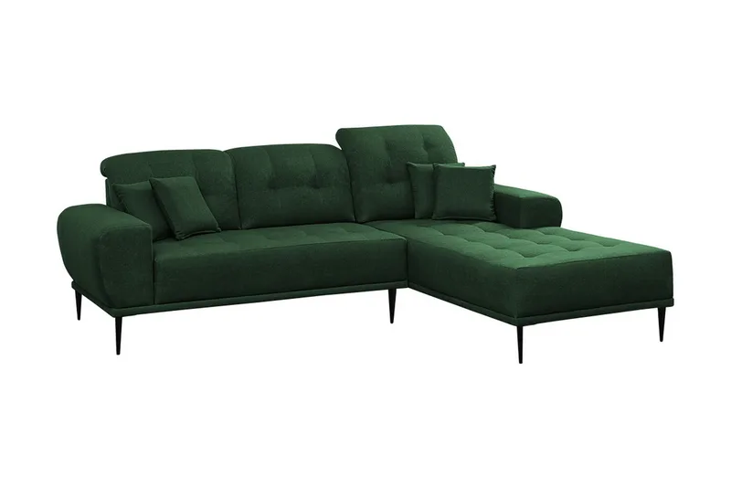 Rapale 3-sits Soffa med Divan Höger med Kuddar - Grön - Möbler - Soffa - Divansoffor & schäslongsoffa