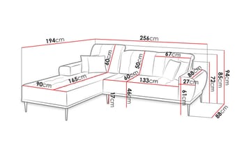 Rapale 3-sits Soffa med Divan Vänster med Kuddar - Beige - Möbler - Soffa - Divansoffor & schäslongsoffa