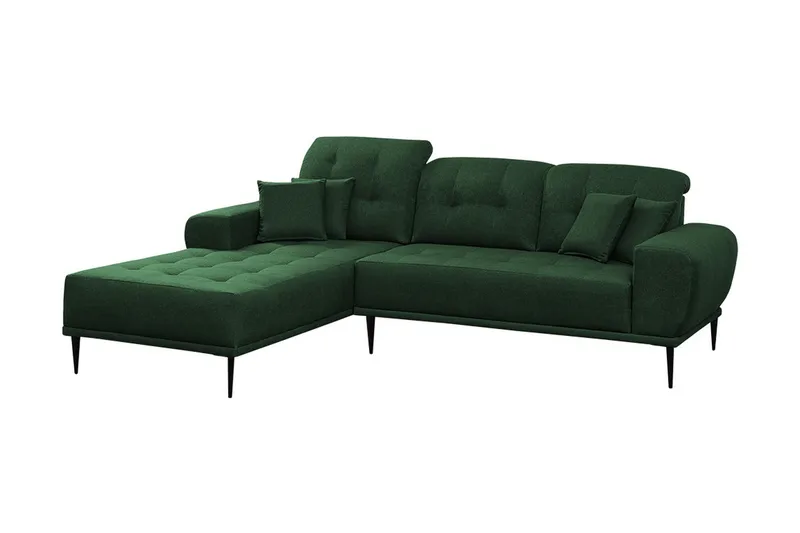 Rapale 3-sits Soffa med Divan Vänster med Kuddar - Grön - Möbler - Soffa - Divansoffor & schäslongsoffa