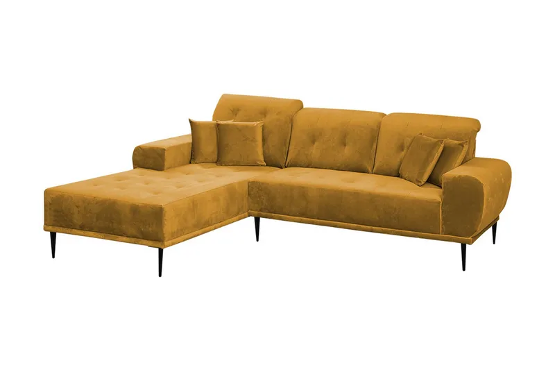 Rapale 3-sits Soffa med Divan Vänster med Kuddar - Sammet/Gul - Möbler - Soffa - Divansoffor & schäslongsoffa