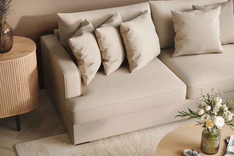 Rossita 4-sits Högervänd L-formad Djup Schäslongsoffa i Bouclé - Beige - Möbler - Soffa - Divansoffor & schäslongsoffa