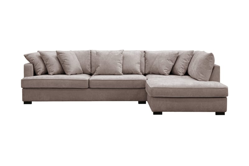 Rossita 4-sits Högervänd L-formad Djup Schäslongsoffa i Chenille - Grå / Brun - Möbler - Soffa - Divansoffor & schäslongsoffa