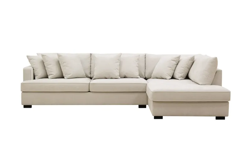 Rossita 4-sits Högervänd L-formad Djup Schäslongsoffa i Tyg - Beige - Möbler - Soffa - Divansoffor & schäslongsoffa