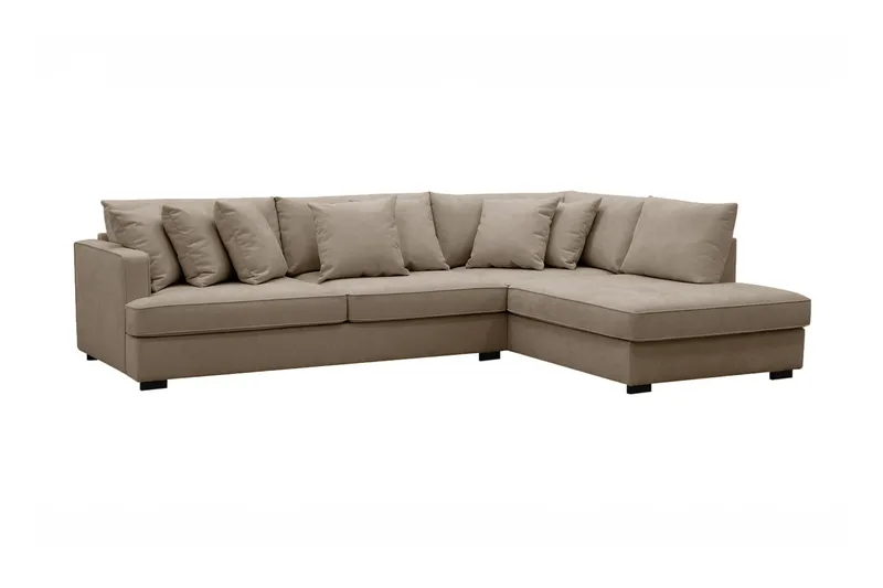 Rossita 4-sits Högervänd L-formad Djup Schäslongsoffa i Tyg - Brun - Möbler - Soffa - Divansoffor & schäslongsoffa