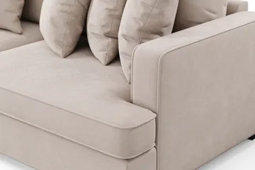 Rossita 4-sits Vänstervänd L-formad Djup Schäslongsoffa i Sammet - Beige - Möbler - Soffa - Divansoffor & schäslongsoffa