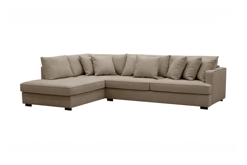 Rossita 4-sits Vänstervänd L-formad Djup Schäslongsoffa i Tyg - Brun - Möbler - Soffa - Divansoffor & schäslongsoffa