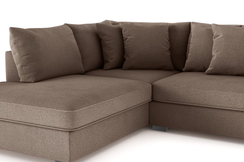 Rossita 4-sits Vänstervänd L-formad Djup Schäslongsoffa i Tyg - Brun - Möbler - Soffa - Divansoffor & schäslongsoffa