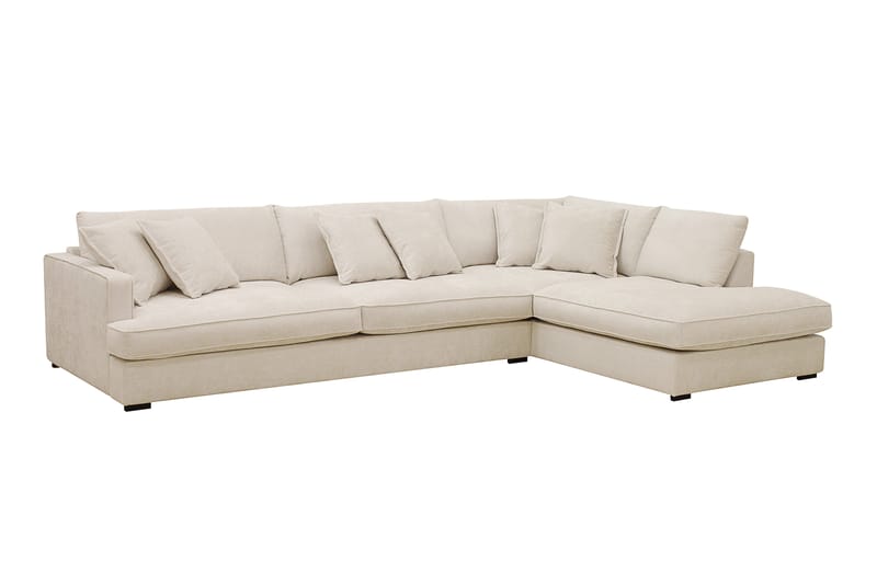 Rossita Lyx 4-sits Högervänd L-formad Extra Djup Schäslongsoffa i Chenille - Beige Chenille - Möbler - Soffa - Divansoffor & schäslongsoffa