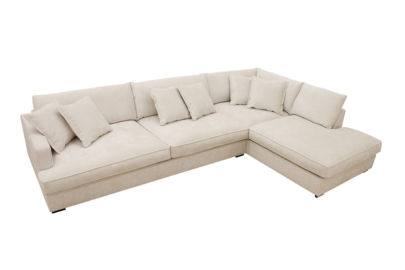 Rossita Lyx 4-sits Högervänd L-formad Extra Djup Schäslongsoffa i Chenille - Trenza 06, Beige Chenille - Möbler - Soffa - Divansoffor & schäslongsoffa