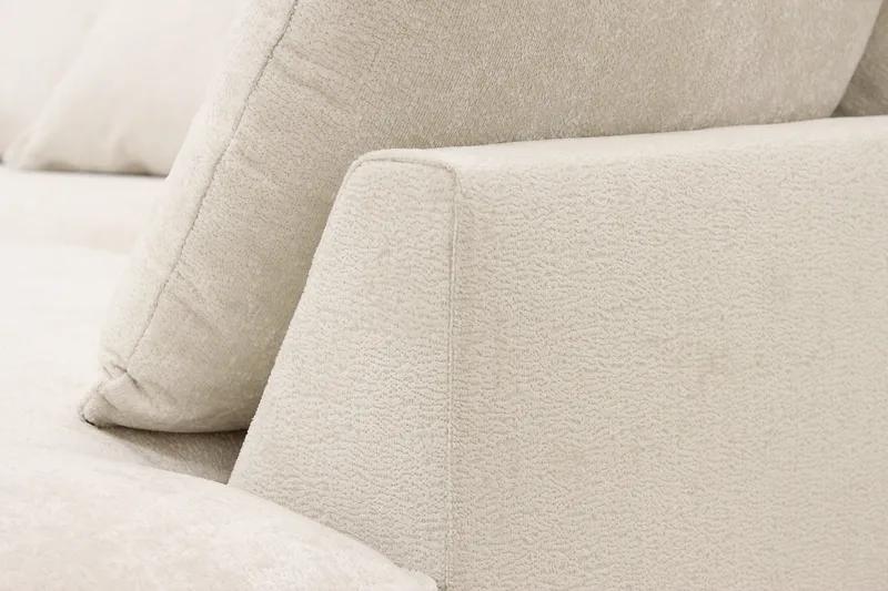 Rossita Lyx 4-sits Högervänd L-formad Extra Djup Schäslongsoffa i Chenille - Trenza 06, Beige Chenille - Möbler - Soffa - Divansoffor & schäslongsoffa