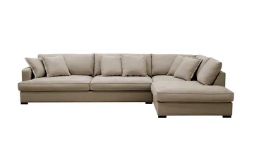 Rossita Lyx 4-sits Högervänd L-formad Extra Djup Schäslongsoffa i Tyg - Brun Tyg - Möbler - Soffa - Divansoffor & schäslongsoffa