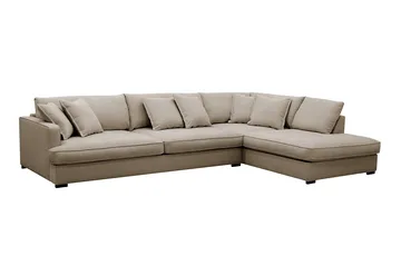 Rossita Lyx 4-sits Högervänd L-formad Extra Djup Schäslongsoffa i Tyg - Brun Tyg - Möbler - Soffa - Divansoffor & schäslongsoffa