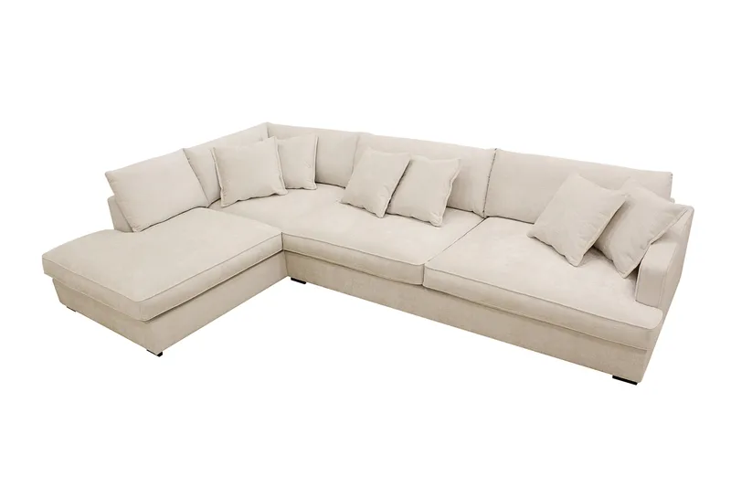 Rossita Lyx 4-sits Vänstervänd L-formad Extra Djup Schäslongsoffa i Chenille - Beige Chenille - Möbler - Soffa - Divansoffor & schäslongsoffa