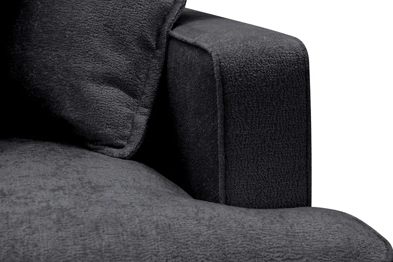 Rossita Lyx 4-sits Vänstervänd L-formad Extra Djup Schäslongsoffa i Chenille - Svart Chenille - Möbler - Soffa - Divansoffor & schäslongsoffa