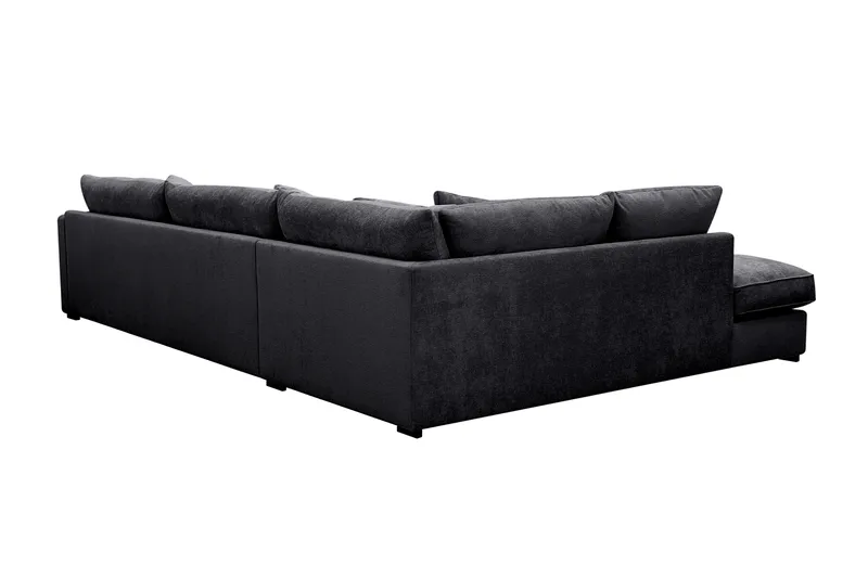 Rossita Lyx 4-sits Vänstervänd L-formad Extra Djup Schäslongsoffa i Chenille - Svart Chenille - Möbler - Soffa - Divansoffor & schäslongsoffa