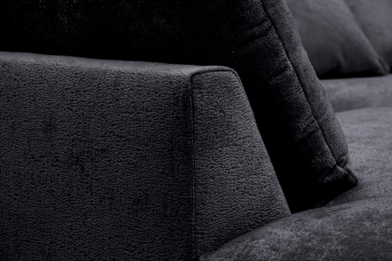 Rossita Lyx 4-sits Vänstervänd L-formad Extra Djup Schäslongsoffa i Chenille - Svart Chenille - Möbler - Soffa - Divansoffor & schäslongsoffa