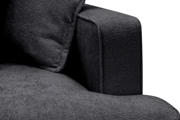 Rossita Lyx 4-sits Vänstervänd L-formad Extra Djup Schäslongsoffa i Chenille - Trenza 01, Svart Chenille - Möbler - Soffa - Divansoffor & schäslongsoffa