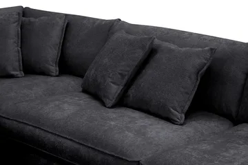 Rossita Lyx 4-sits Vänstervänd L-formad Extra Djup Schäslongsoffa i Chenille - Trenza 01, Svart Chenille - Möbler - Soffa - Divansoffor & schäslongsoffa