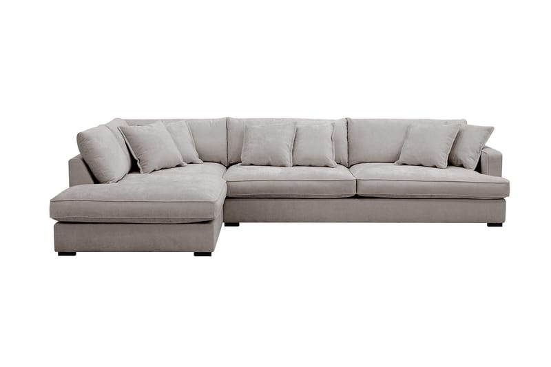 Rossita Lyx 4-sits Vänstervänd L-formad Extra Djup Schäslongsoffa i Chenille, Trenza 08, Grå/Brun Chenille