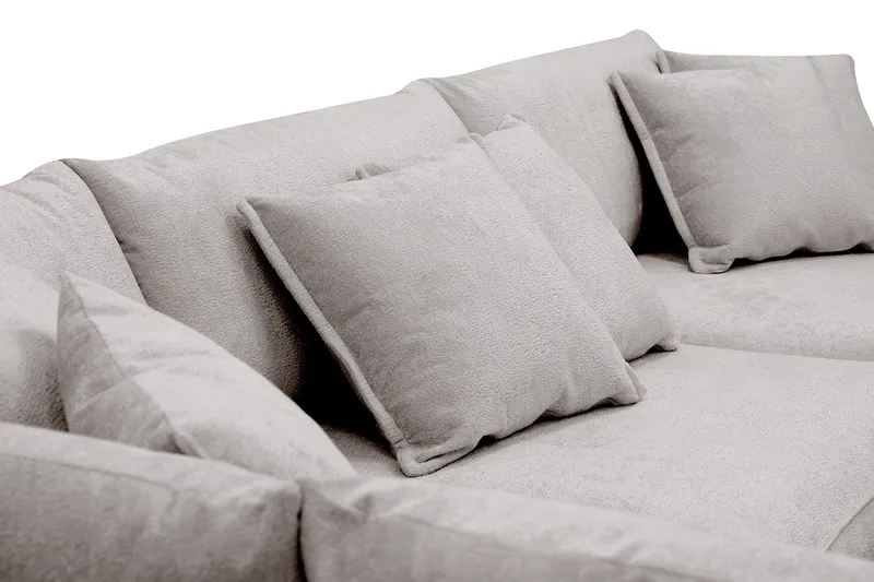 Rossita Lyx 4-sits Vänstervänd L-formad Extra Djup Schäslongsoffa i Chenille - Trenza 08, Grå/Brun Chenille - Möbler - Soffa - Divansoffor & schäslongsoffa