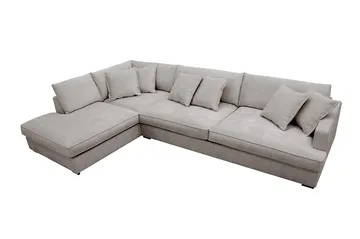 Rossita Lyx 4-sits Vänstervänd L-formad Extra Djup Schäslongsoffa i Chenille - Trenza 08, Grå/Brun Chenille - Möbler - Soffa - Divansoffor & schäslongsoffa