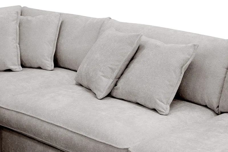 Rossita Lyx 4-sits Vänstervänd L-formad Extra Djup Schäslongsoffa i Chenille - Trenza 08, Grå/Brun Chenille - Möbler - Soffa - Divansoffor & schäslongsoffa