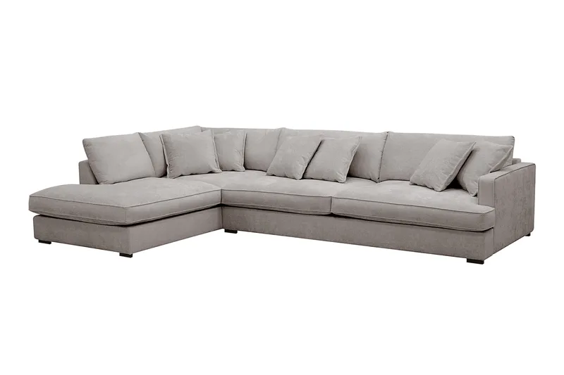 Rossita Lyx 4-sits Vänstervänd L-formad Extra Djup Schäslongsoffa i Chenille - Trenza 08, Grå/Brun Chenille - Möbler - Soffa - Divansoffor & schäslongsoffa