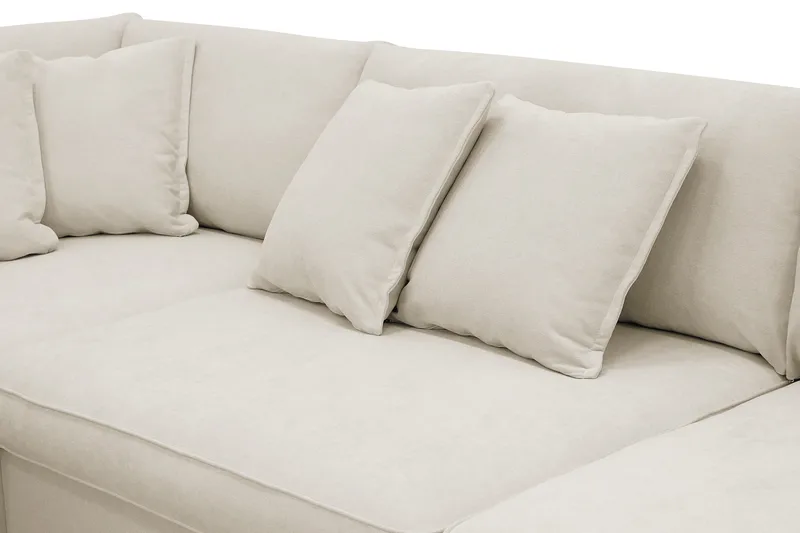 Rossita Lyx 4-sits Vänstervänd L-formad Extra Djup Schäslongsoffa i Tyg - Beige Tyg - Möbler - Soffa - Divansoffor & schäslongsoffa
