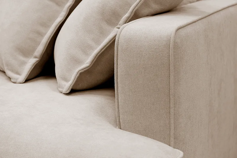 Rossita Lyx 4-sits Vänstervänd L-formad Extra Djup Schäslongsoffa i Tyg - Beige Tyg - Möbler - Soffa - Divansoffor & schäslongsoffa