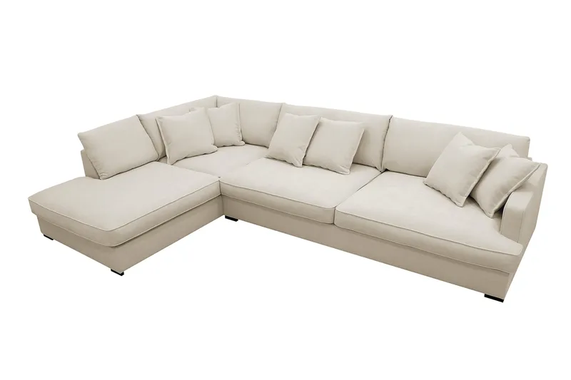 Rossita Lyx 4-sits Vänstervänd L-formad Extra Djup Schäslongsoffa i Tyg - Beige Tyg - Möbler - Soffa - Divansoffor & schäslongsoffa