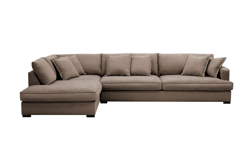 Rossita Lyx 4-sits Vänstervänd L-formad Extra Djup Schäslongsoffa i Tyg - Brun Tyg - Möbler - Soffa - Divansoffor & schäslongsoffa