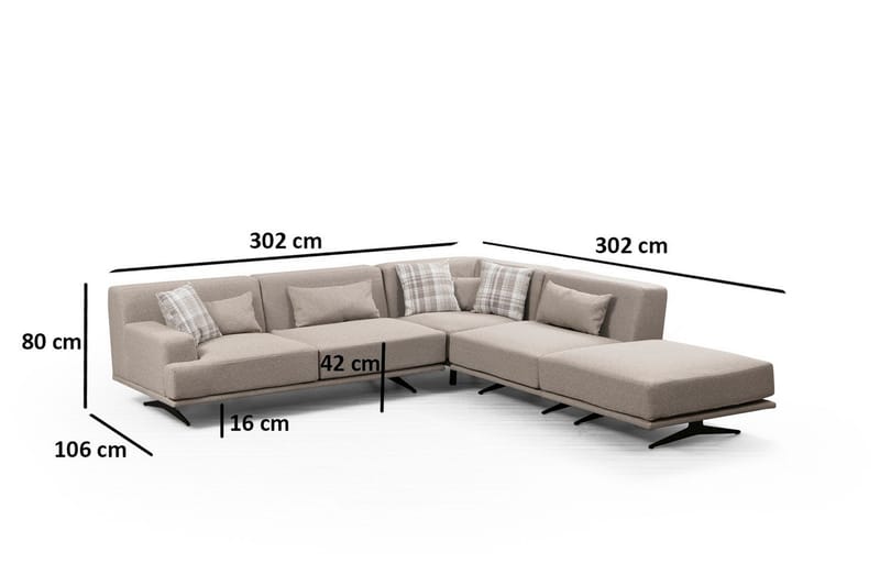 Sanroman Divansoffa - Beige - Möbler - Soffa - Divansoffor & schäslongsoffa