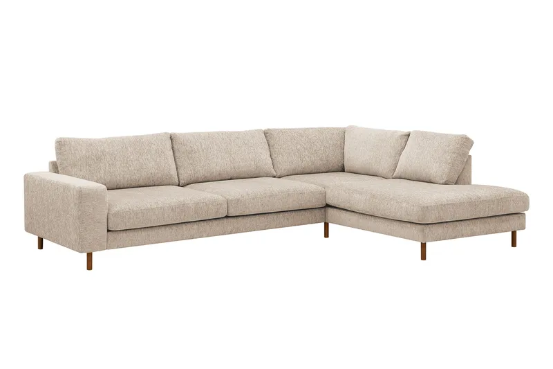Scandi Djup 4-sits Soffa med Schäslong Höger i Chenille - Beige - Möbler - Soffa - Divansoffor & schäslongsoffa