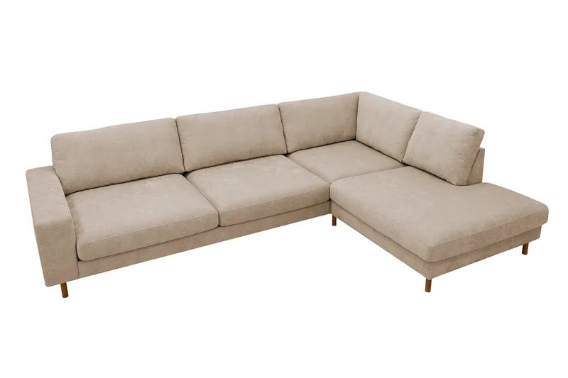 Scandi Djup 4-sits Soffa med Schäslong Höger i Tyg - Beige - Möbler - Soffa - Divansoffor & schäslongsoffa