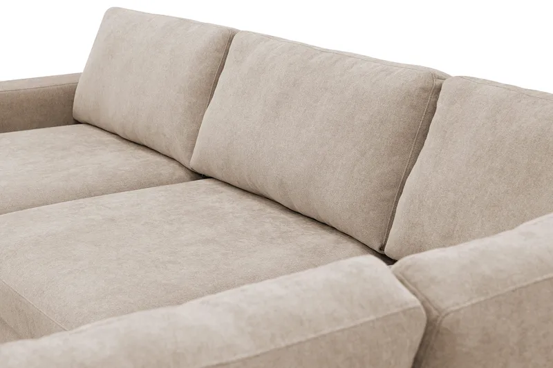 Scandi Djup 4-sits Soffa med Schäslong Höger i Tyg - Beige - Möbler - Soffa - Divansoffor & schäslongsoffa