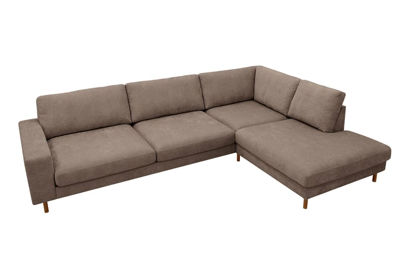 Scandi Djup 4-sits Soffa med Schäslong Höger i Tyg - Mörkbrun - Möbler - Soffa - Divansoffor & schäslongsoffa