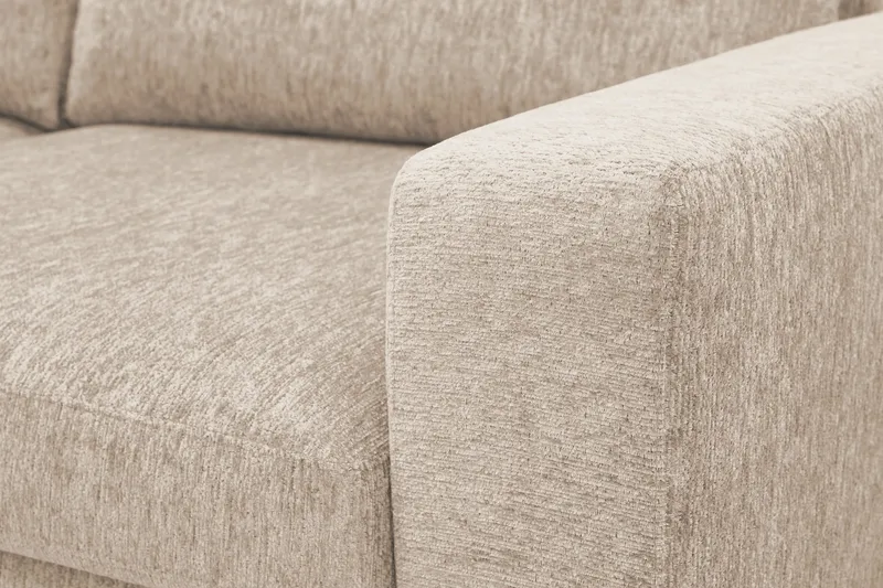 Scandi Djup 4-sits Soffa med Schäslong Vänster i Chenille - Beige - Möbler - Soffa - Divansoffor & schäslongsoffa