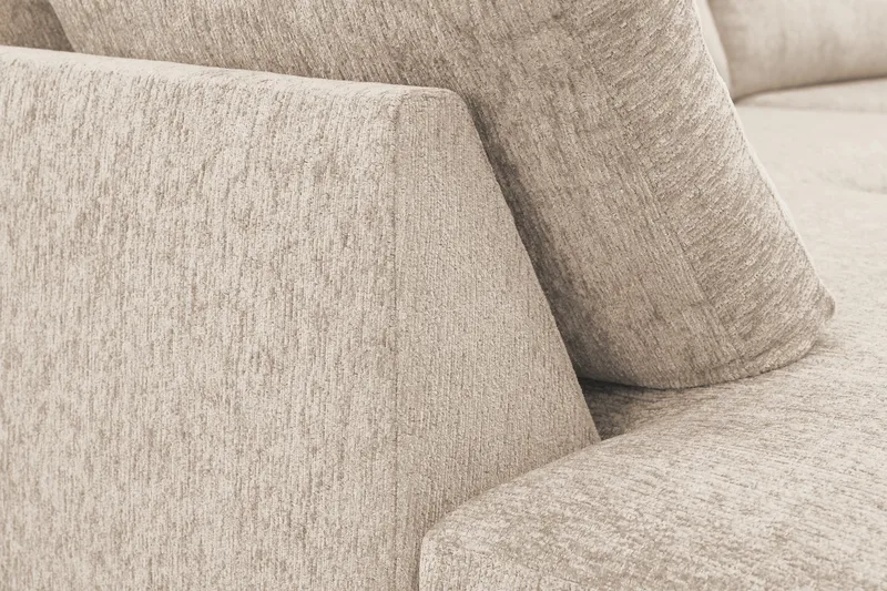 Scandi Djup 4-sits Soffa med Schäslong Vänster i Chenille - Beige - Möbler - Soffa - Divansoffor & schäslongsoffa