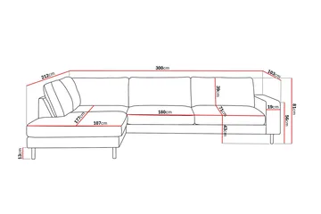 Scandi Djup 4-sits Soffa med Schäslong Vänster i Chenille - Grå - Möbler - Soffa - Divansoffor & schäslongsoffa