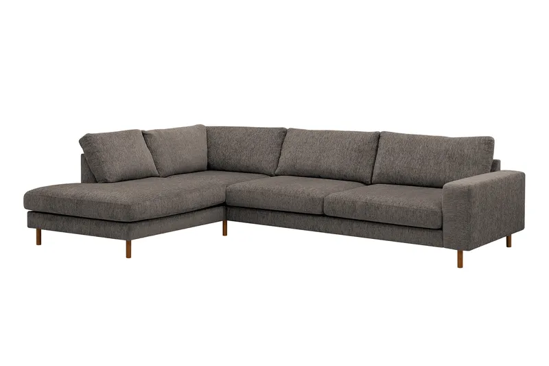 Scandi Djup 4-sits Soffa med Schäslong Vänster i Chenille - Grå - Möbler - Soffa - Divansoffor & schäslongsoffa