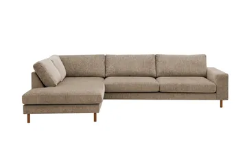 Scandi Djup 4-sits Soffa med Schäslong Vänster i Chenille - Mörkbeige - Möbler - Soffa - Divansoffor & schäslongsoffa