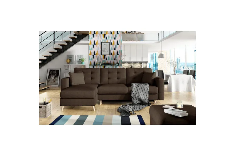 Sektionssoffa Eltap Asgard L 248x93x162 cm - Sawana 16, Brun - Möbler - Soffa - Bäddsoffa - Bäddsoffa divan