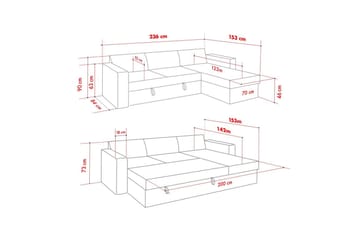 Tareen Soffa med Divan 3-sits - Grå - Möbler - Soffa - Bäddsoffa - Bäddsoffa divan
