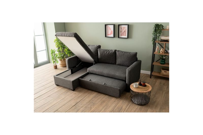 Tareen Soffa med Divan 3-sits - Mörkgrå - Möbler - Soffa - Bäddsoffa - Bäddsoffa divan